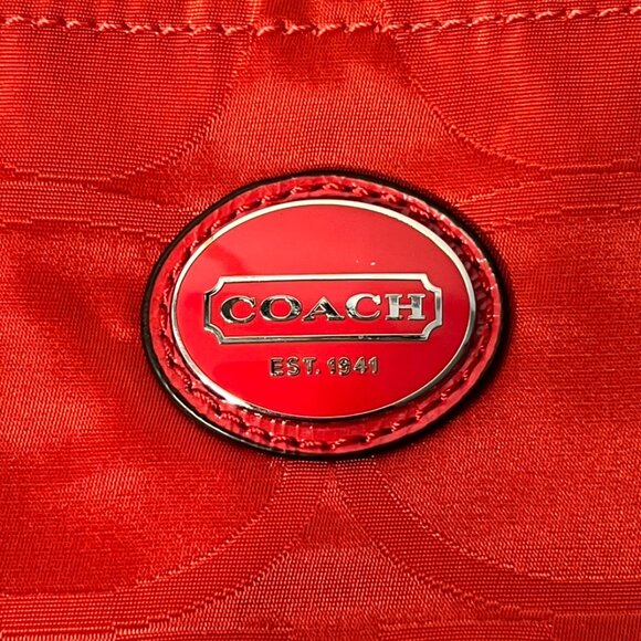 Coach Red Getaway Signature Nylon Packable Weekender Tote - Picture 4 of 6